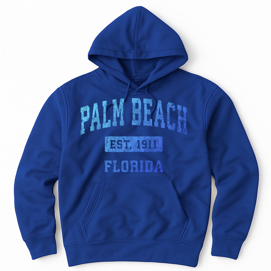 Palm Beach Florida Fl Vintage Established Sports Design Funny Gift Hoodie
