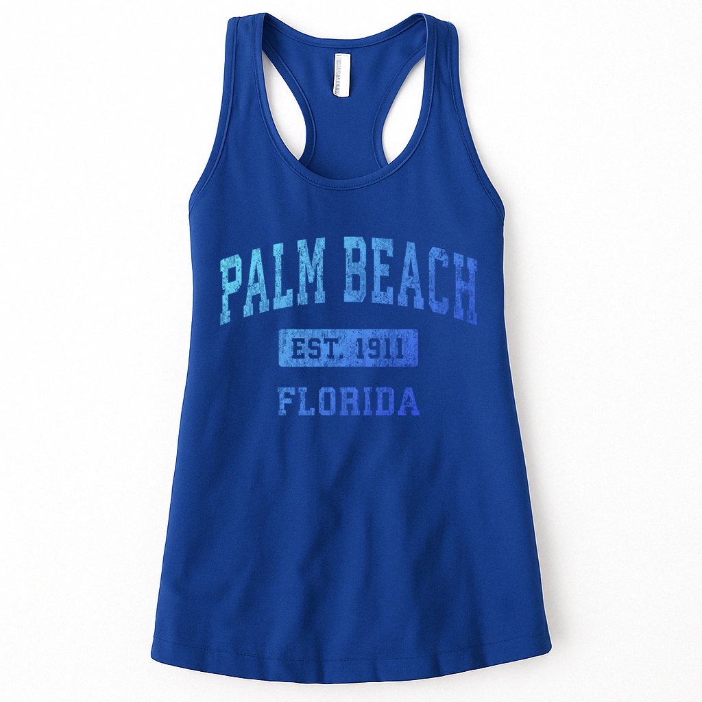 Palm Beach Florida Fl Vintage Established Sports Design Funny Gift Womens Tank Top