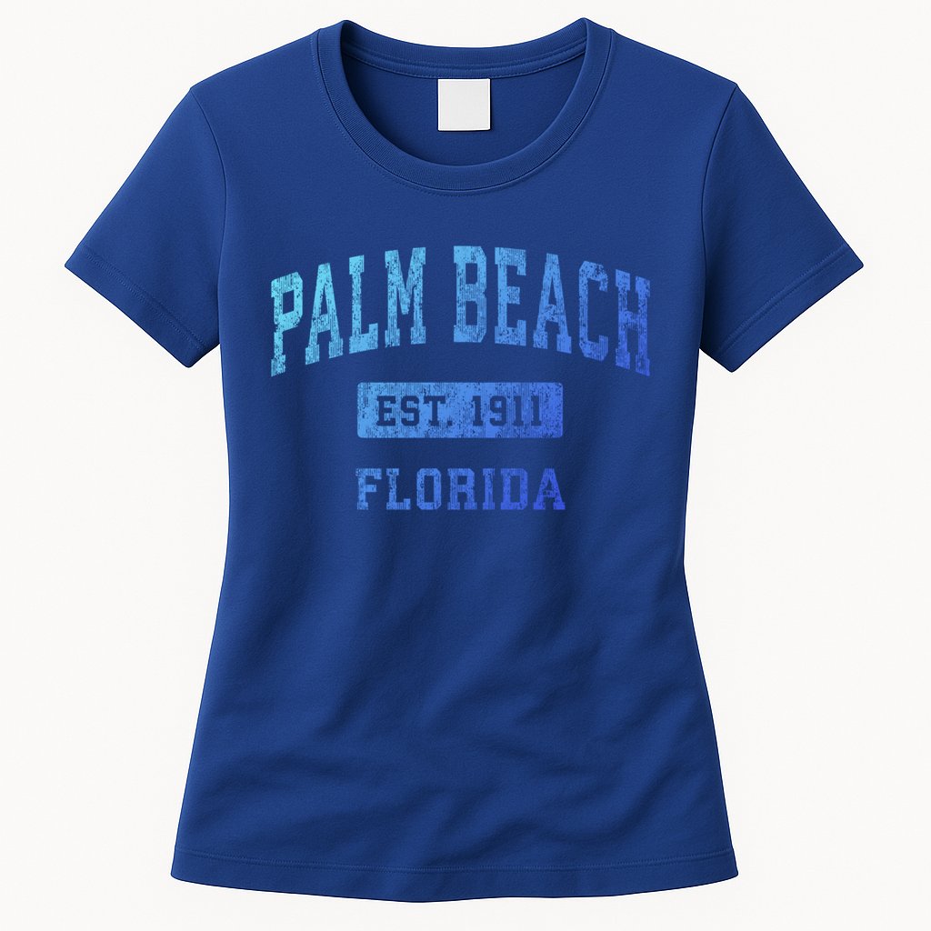Palm Beach Florida Fl Vintage Established Sports Design Funny Gift Womens T-Shirt