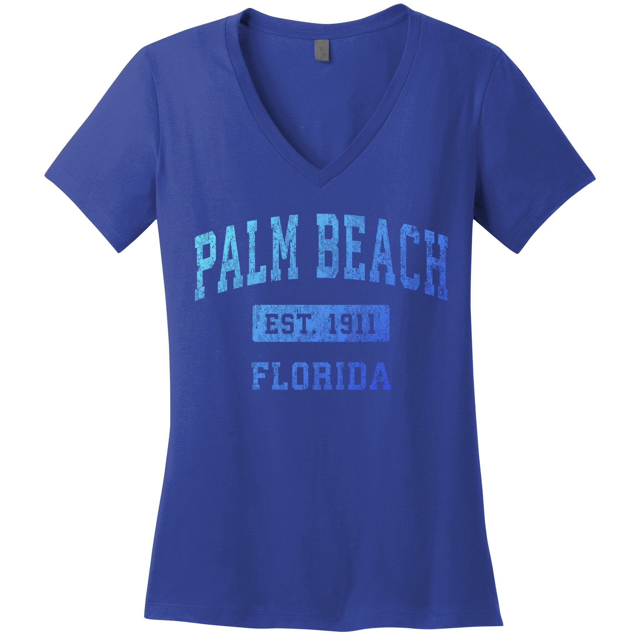 Palm Beach Florida Fl Vintage Established Sports Design Funny Gift Women's V-Neck T-Shirt