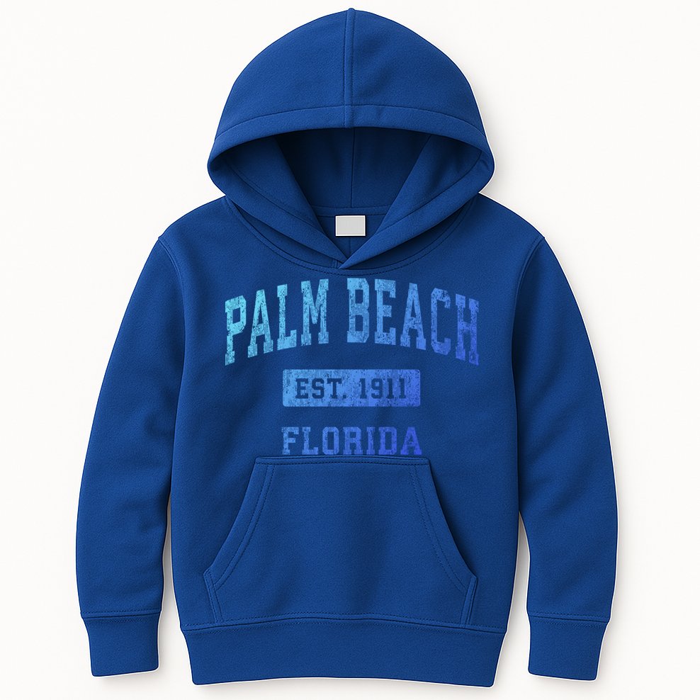 Palm Beach Florida Fl Vintage Established Sports Design Funny Gift Kids Hoodie