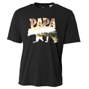 Papa Bear Forest Lake Mountain Scene Outdoors FatherS Day Cooling Performance Crew T-Shirt