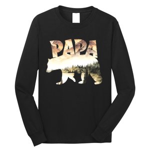 Papa Bear Forest Lake Mountain Scene Outdoors FatherS Day Long Sleeve Shirt