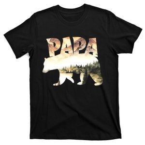 Papa Bear Forest Lake Mountain Scene Outdoors FatherS Day T-Shirt