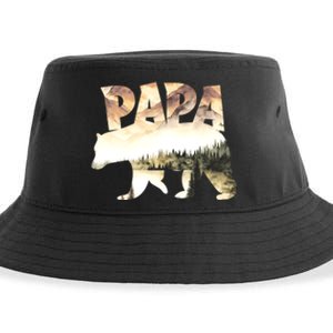 Papa Bear Forest Lake Mountain Scene Outdoors FatherS Day Sustainable Bucket Hat