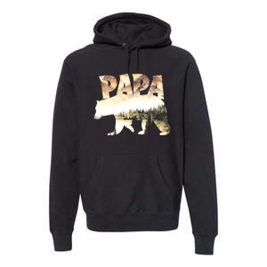 Papa Bear Forest Lake Mountain Scene Outdoors FatherS Day Premium Hoodie