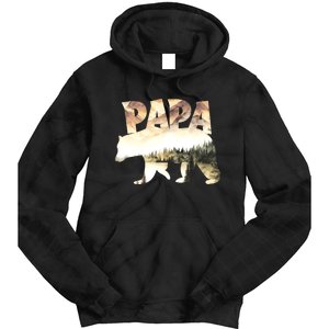 Papa Bear Forest Lake Mountain Scene Outdoors FatherS Day Tie Dye Hoodie