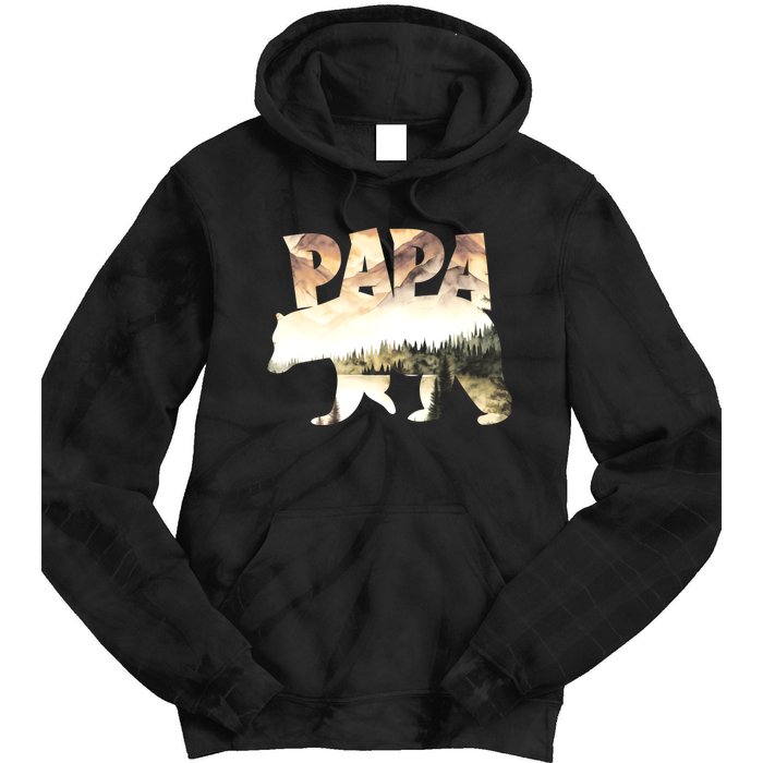 Papa Bear Forest Lake Mountain Scene Outdoors FatherS Day Tie Dye Hoodie