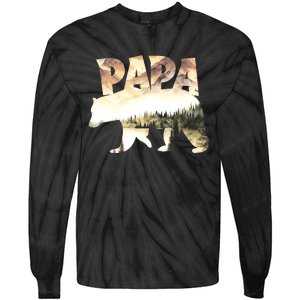 Papa Bear Forest Lake Mountain Scene Outdoors FatherS Day Tie-Dye Long Sleeve Shirt