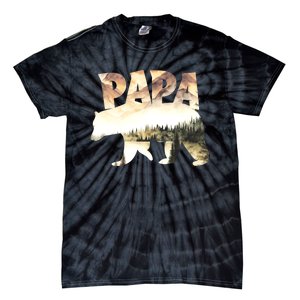 Papa Bear Forest Lake Mountain Scene Outdoors FatherS Day Tie-Dye T-Shirt