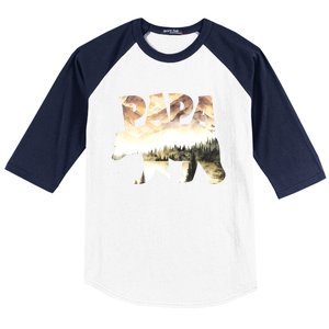 Papa Bear Forest Lake Mountain Scene Outdoors FatherS Day Baseball Sleeve Shirt