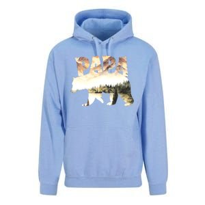 Papa Bear Forest Lake Mountain Scene Outdoors FatherS Day Unisex Surf Hoodie