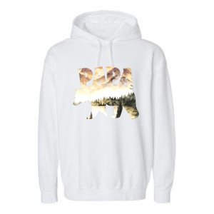 Papa Bear Forest Lake Mountain Scene Outdoors FatherS Day Garment-Dyed Fleece Hoodie