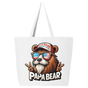 Papa Bear Fathers Day Gift Us American Flag Best Dad 25L Jumbo Tote