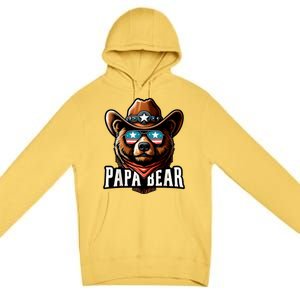 Papa Bear Fathers Day Gift Patriotic Proud Best Dad Premium Pullover Hoodie