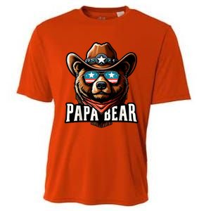 Papa Bear Fathers Day Gift Patriotic Proud Best Dad Cooling Performance Crew T-Shirt