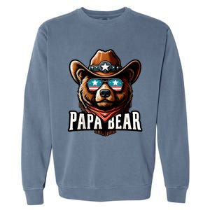 Papa Bear Fathers Day Gift Patriotic Proud Best Dad Garment-Dyed Sweatshirt