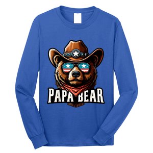 Papa Bear Fathers Day Gift Patriotic Proud Best Dad Long Sleeve Shirt