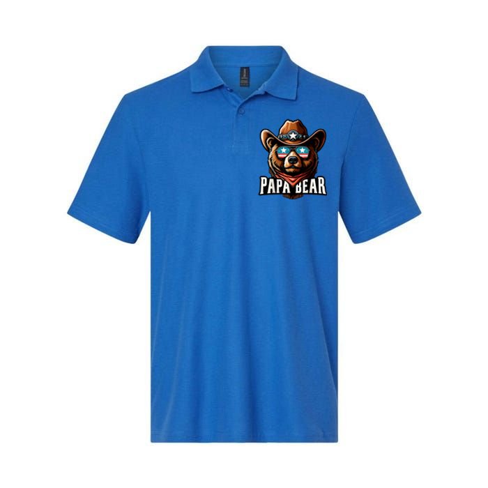 Papa Bear Fathers Day Gift Patriotic Proud Best Dad Softstyle Adult Sport Polo