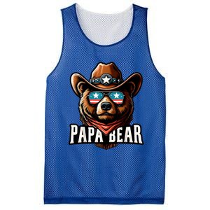 Papa Bear Fathers Day Gift Patriotic Proud Best Dad Mesh Reversible Basketball Jersey Tank