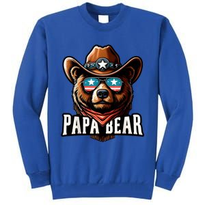 Papa Bear Fathers Day Gift Patriotic Proud Best Dad Tall Sweatshirt