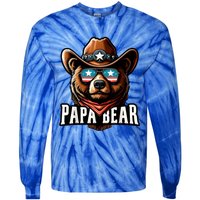 Papa Bear Fathers Day Gift Patriotic Proud Best Dad Tie-Dye Long Sleeve Shirt