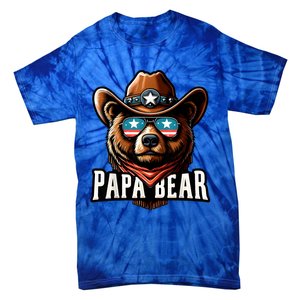 Papa Bear Fathers Day Gift Patriotic Proud Best Dad Tie-Dye T-Shirt