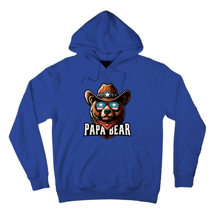 Papa Bear Fathers Day Gift Patriotic Proud Best Dad Tall Hoodie