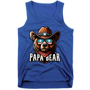 Papa Bear Fathers Day Gift Patriotic Proud Best Dad Tank Top