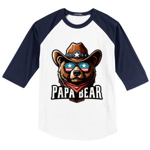 Papa Bear Fathers Day Gift Patriotic Proud Best Dad Baseball Sleeve Shirt