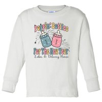 Poppin' Bottles For The New Year 2024 Labor and Delivery Toddler Long Sleeve Shirt