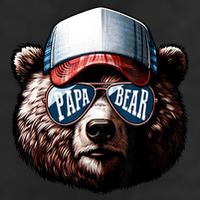 Papa Bear Face Fathers Day Daddy Bear 7 Panel Mesh Trucker Snapback Hat