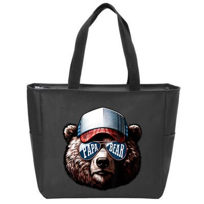 Papa Bear Face Fathers Day Daddy Bear Zip Tote Bag