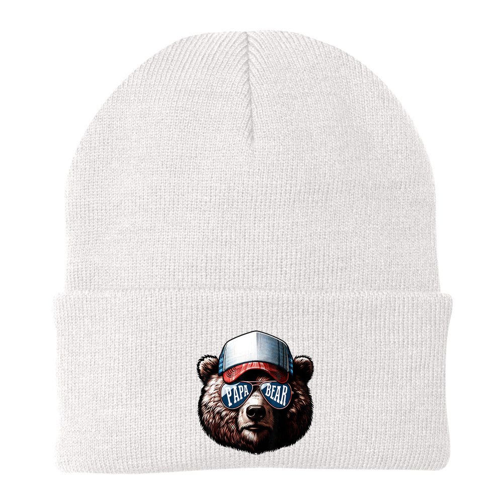 Papa Bear Face Fathers Day Daddy Bear Beanie