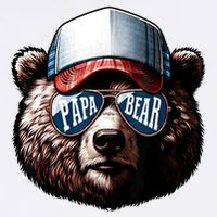 Papa Bear Face Fathers Day Daddy Bear Beanie