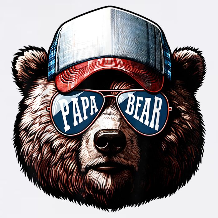 Papa Bear Face Fathers Day Daddy Bear Beanie