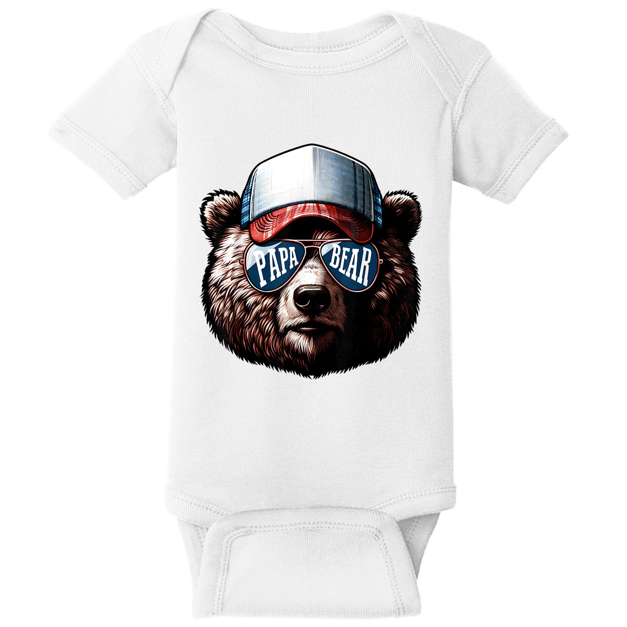 Papa Bear Face Fathers Day Daddy Bear Baby Bodysuit