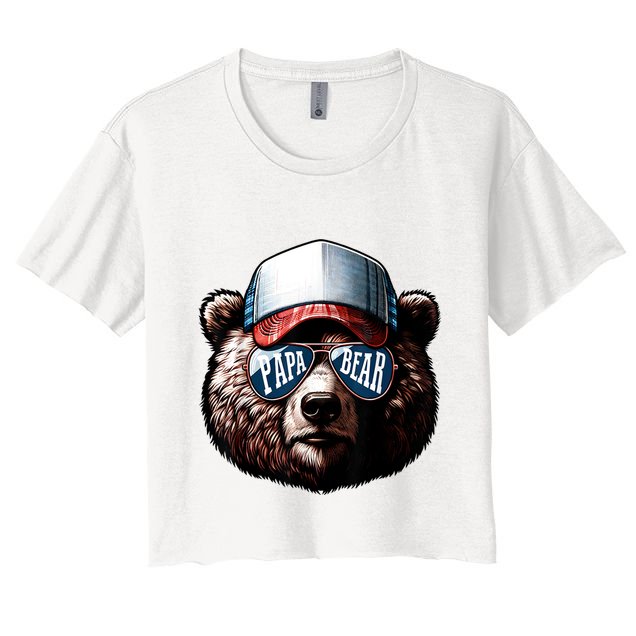 Papa Bear Face Fathers Day Daddy Bear Crop Top