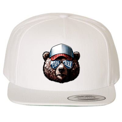 Papa Bear Face Fathers Day Daddy Bear Wool Snapback Cap
