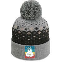 Polar Bear Funny Beer Lover Retro Sunset The Baniff Cuffed Pom Beanie