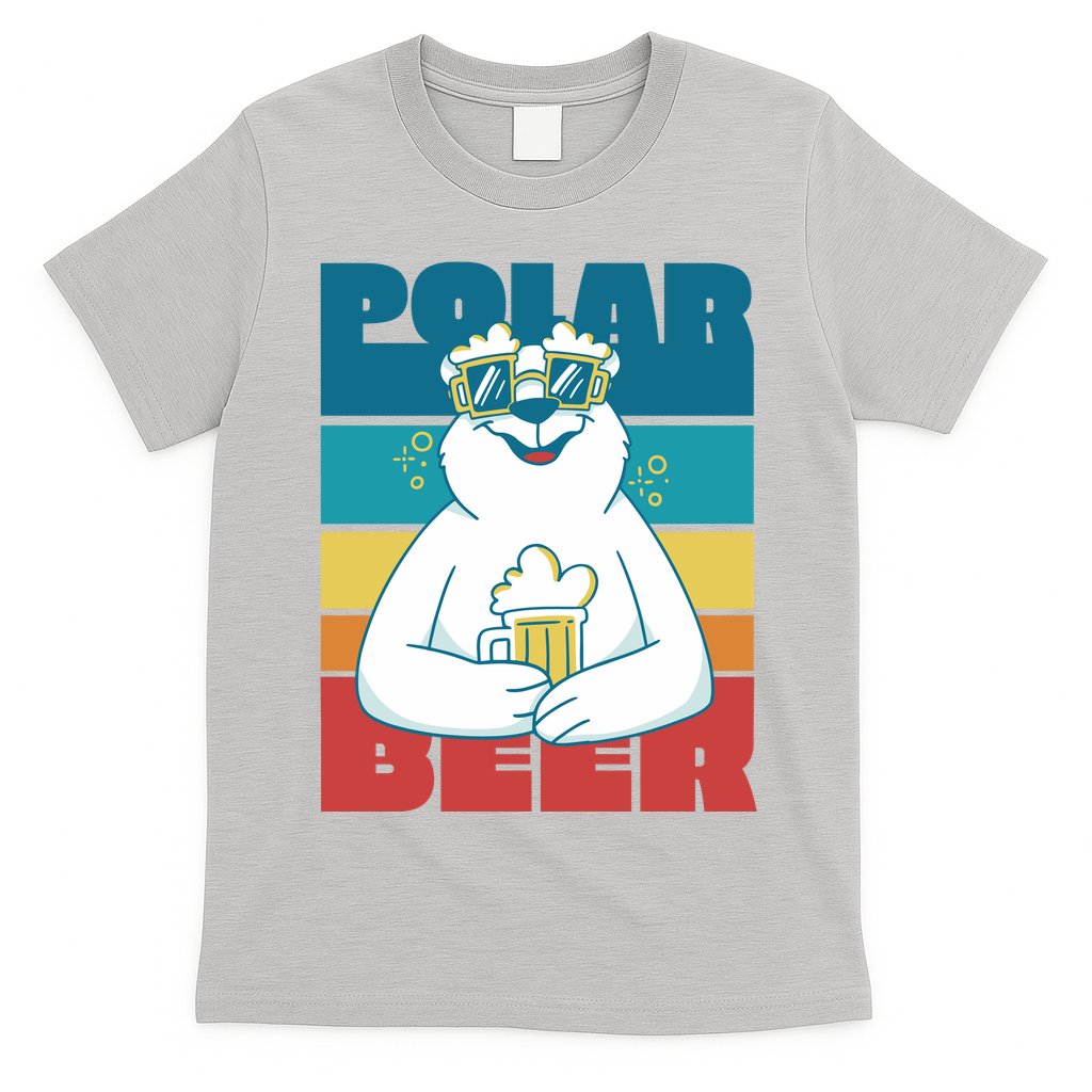 Polar Bear Funny Beer Lover Retro Sunset T-Shirt