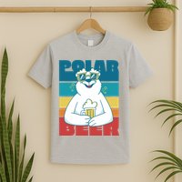 Polar Bear Funny Beer Lover Retro Sunset T-Shirt