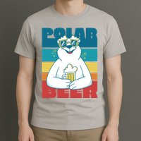 Polar Bear Funny Beer Lover Retro Sunset T-Shirt