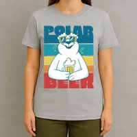 Polar Bear Funny Beer Lover Retro Sunset T-Shirt