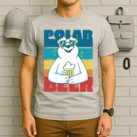 Polar Bear Funny Beer Lover Retro Sunset T-Shirt