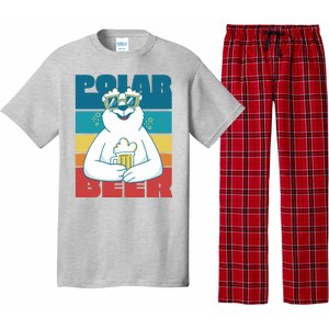 Polar Bear Funny Beer Lover Retro Sunset Pajama Set