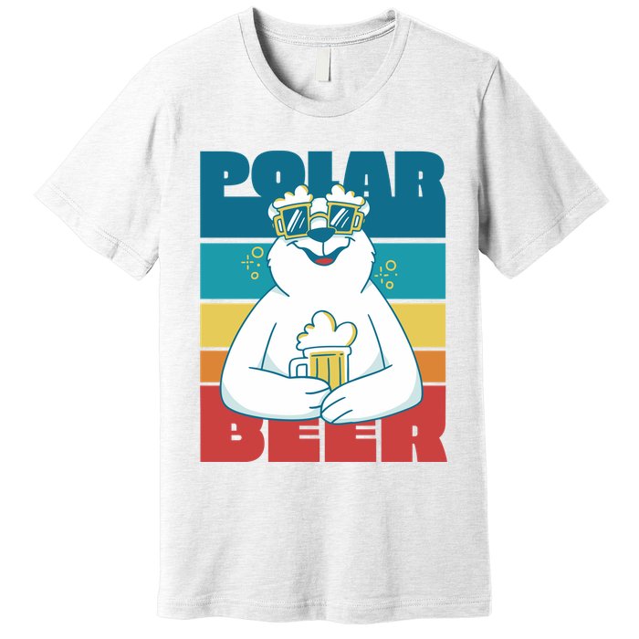 Polar Bear Funny Beer Lover Retro Sunset Premium T-Shirt