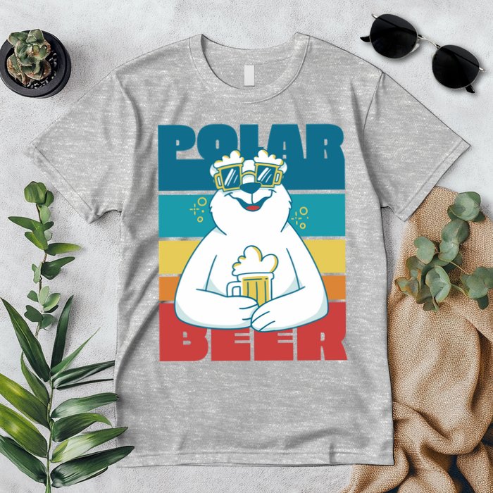 Polar Bear Funny Beer Lover Retro Sunset Premium T-Shirt