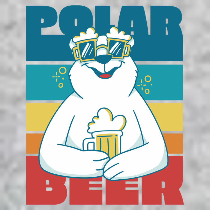 Polar Bear Funny Beer Lover Retro Sunset Premium T-Shirt