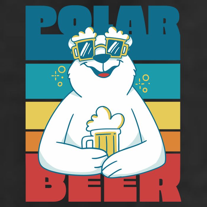 Polar Bear Funny Beer Lover Retro Sunset 7 Panel Mesh Trucker Snapback Hat